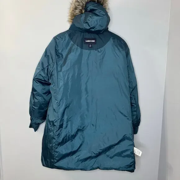 Lands End Women's Plus 1X Down Puffer Winter Coat Jacket Blue - Picture 12 of 13